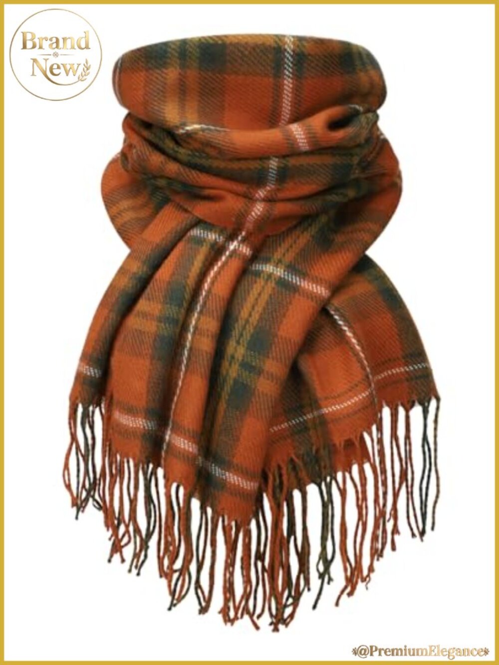 Women's Long Plaid Winter Scarf Acrylic Tassel Warm Wrap Gift